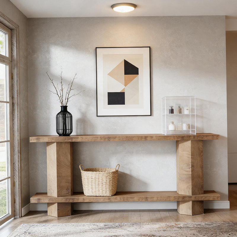 Table de chevet à 2 niveaux, table de canapé, console, table de couloir
