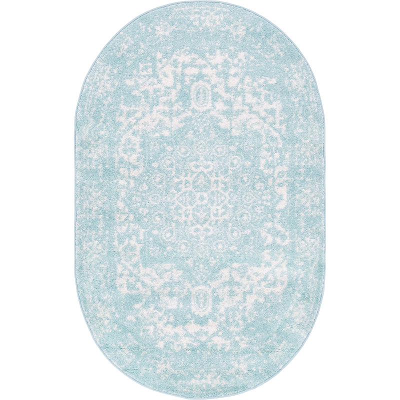 Oriental Area Rug, Oval 99 x 160cm