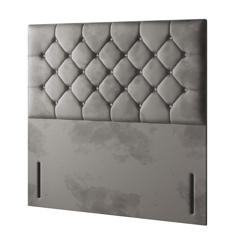 Farallones Upholstered Velvet Headboard, Super King (6'), Light Grey