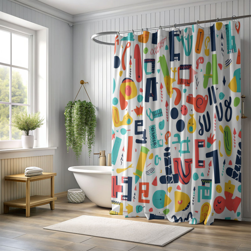Stamps - Rideau de douche Premium, H 74 po x l 71 po
