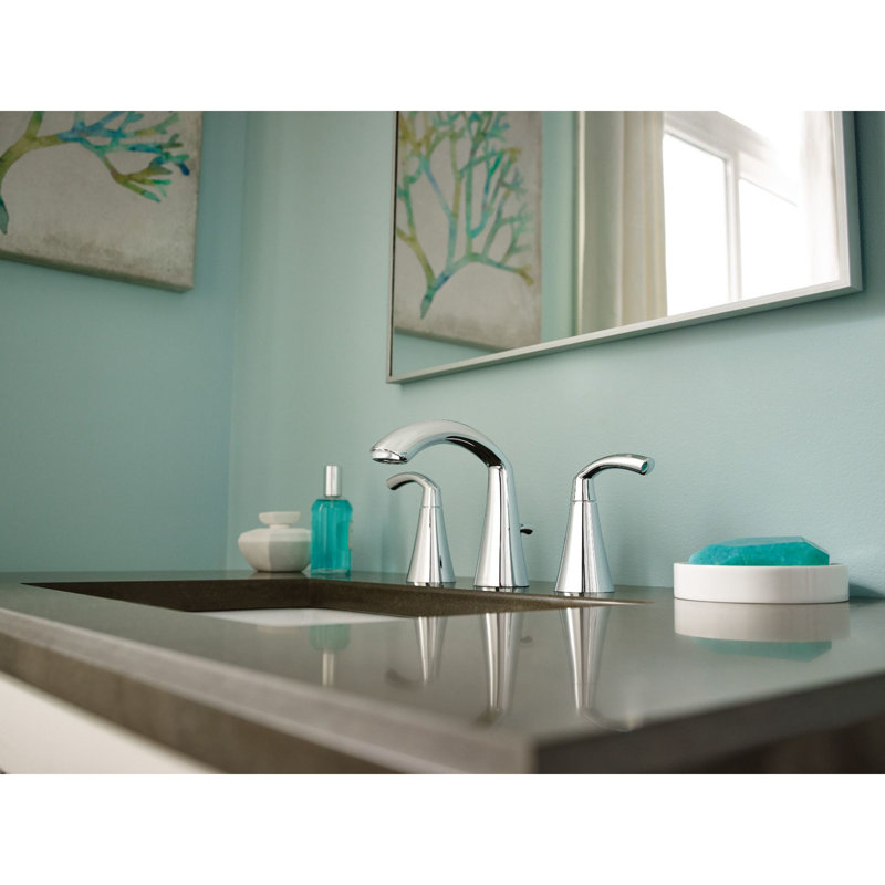Glyde Widespread Bathroom Faucet with Drain Assembly, Brushed Nickel