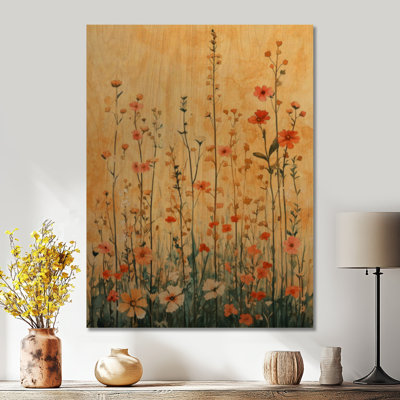 «Wildflowers Rising - Cottage», art mural rond en bois