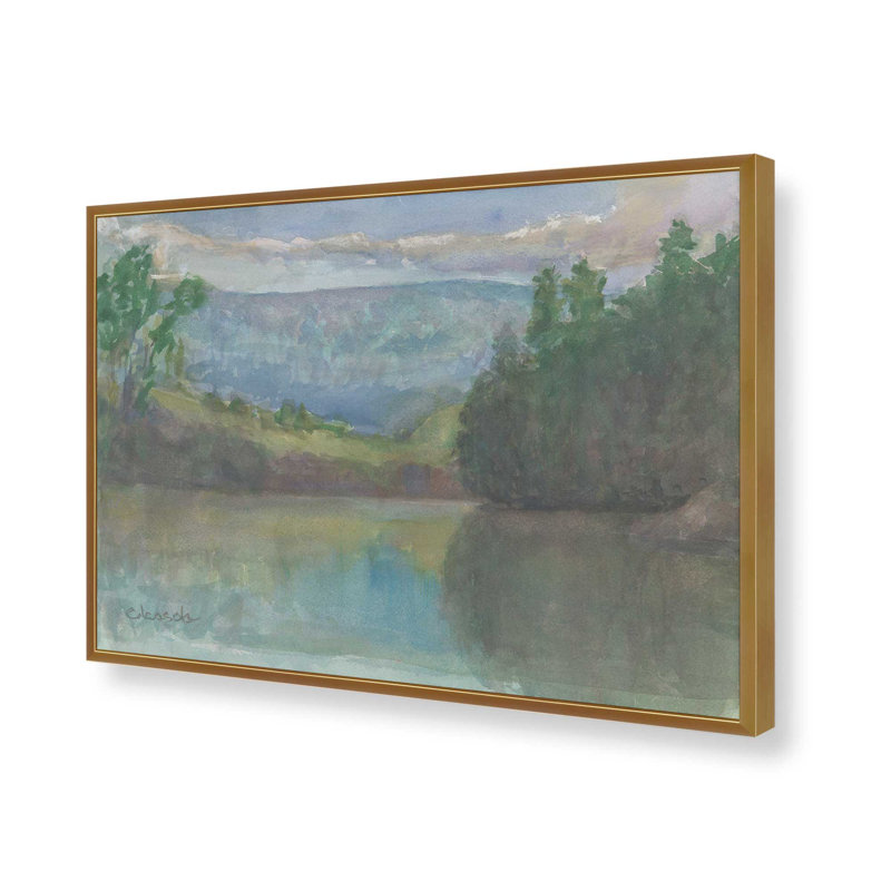 «Nashawannuck Pond Easthampton MA» par Stephen Calcasola, reproduction d'art, H 24 po x l 32 po, Doré
