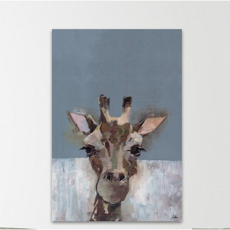Bonjour Giraffe Wrapped Canvas Painting, 38cm H x 25cm W x 3.81cm D