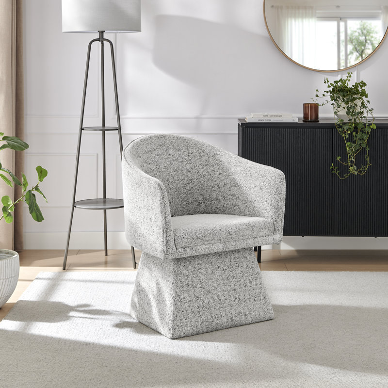 Veronica Contemporary Upholstered Accent Armchair - Bold Sculptural Curved Tub Back, Grey