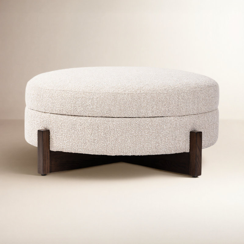 Esben Storage 39" Sattley Fog Ottoman, Saddle Fog Boucle, Dark Brown