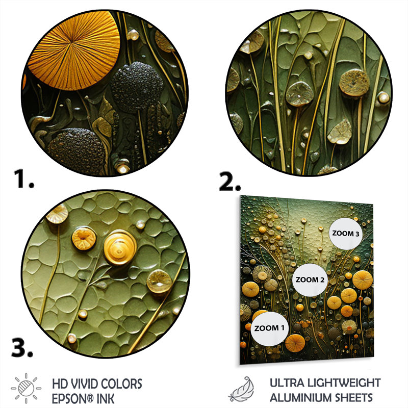 Green And Yellow Abstract Botanical Plants 2 - Tachisme Metal Wall Art, 20" H x 12" W x 1" D