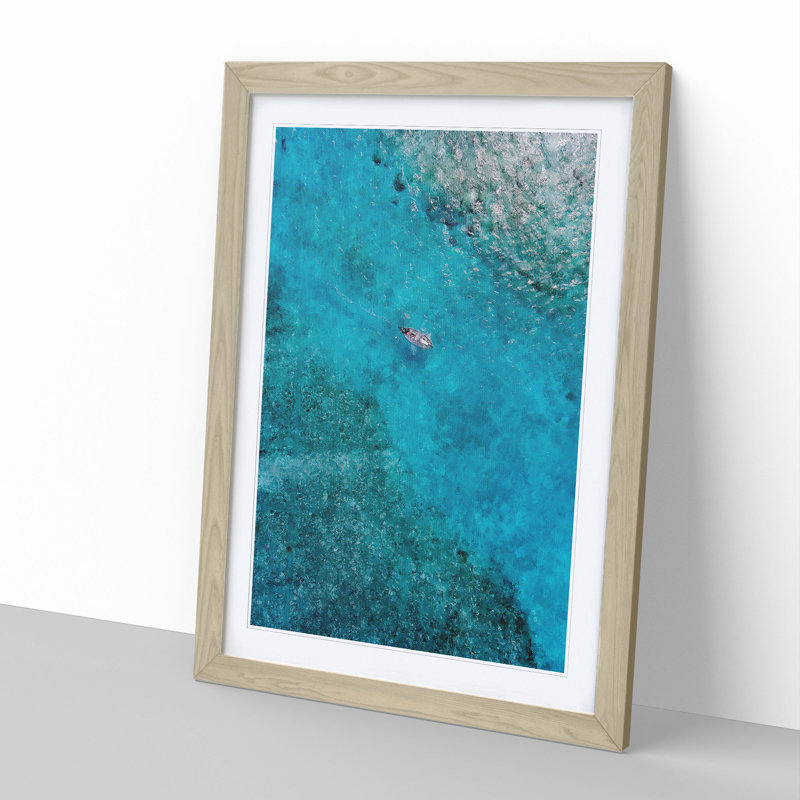A Boat in the Maldives - Picture Frame Graphic Art, 65cm H x 48cm W x 2cm D, Oak Framed