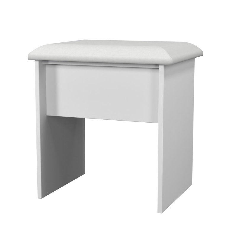 Fully Assembled Ratley Dressing Table Stool, White/White