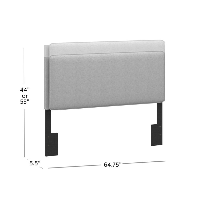 Bobrow King Upholstered Adjustable Headboard, Light Gray, Full 