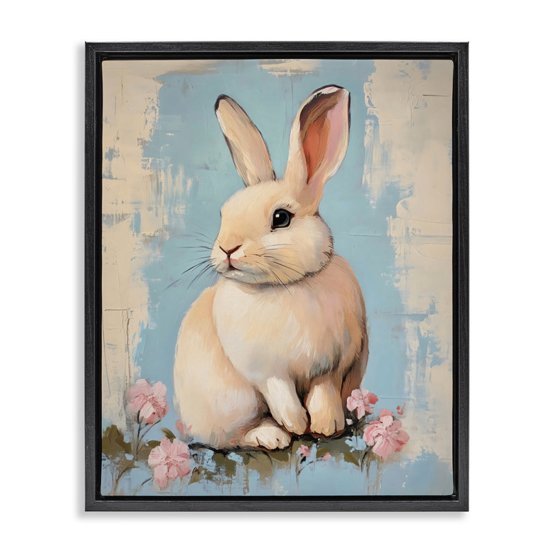Cadre flottant pastel en forme de lapin de Pâques patiné, design par Arlington Prints, H 31 po x l 25 po