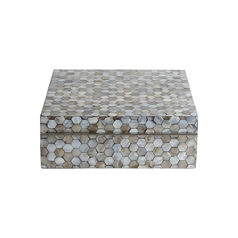 Mother of Pearl Box, 4.5" H x 13" W x 13" D, Pearl