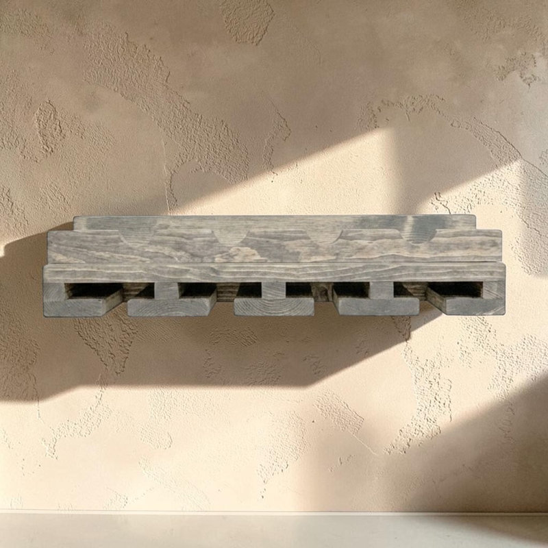 Support à vin mural avec porte-verre Rustic Luxe, Gris