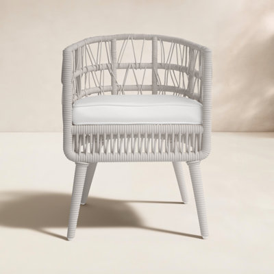 Lucan Wicker Premium All-Weather Wicker Outdoor Dining Armchair with Cushion