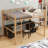 Full Size Metal Loft Bed with Desk, Cabinets, Drawers and Bedside Tray, Charging Station, USB and socket-864745254