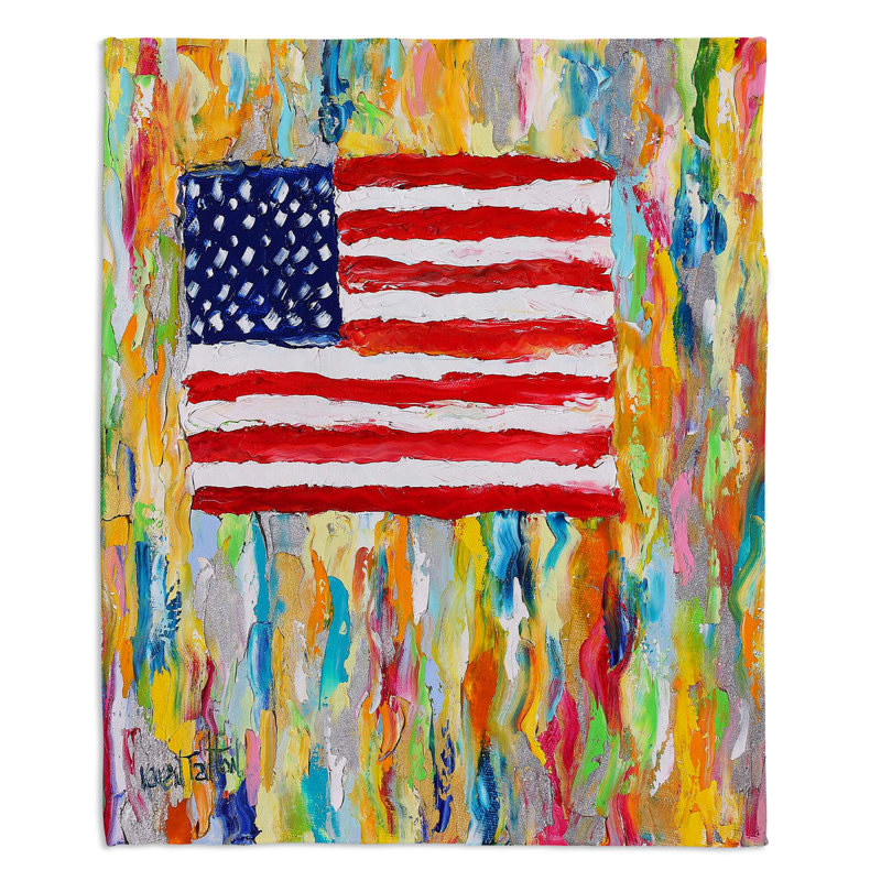 Couverture sherpae douce american flag, l 68 po x L 80 po