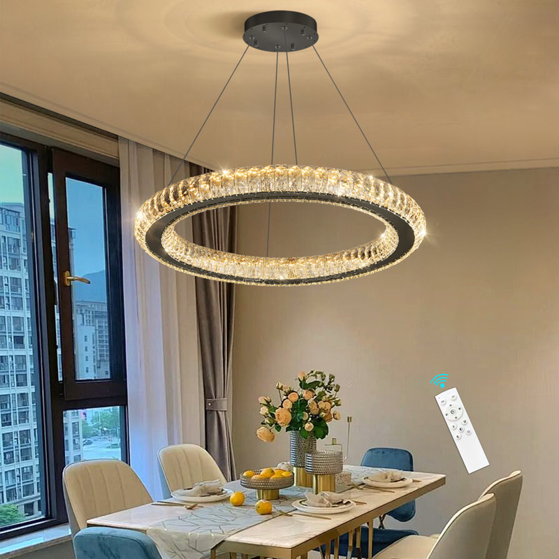 Modern Dimmable Ring Led Chandelier, Matte Black