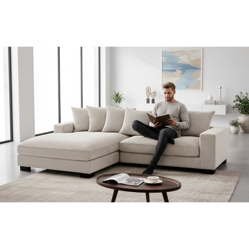 Oversized Two-Piece Sectional Couches, ivory