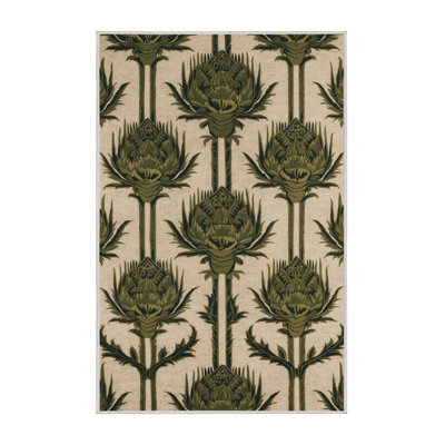 Machine Washable Botanical Beige Area Rug