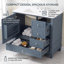 Meuble-lavabo autoportant de 91 cm (36 po) en bois massif et MDF, couleur gris-bleu, avec lavabo en céramique intégré et rangements.-547769124-547769127