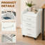 4-Drawer File Cabinet with Lockable Wheels, White