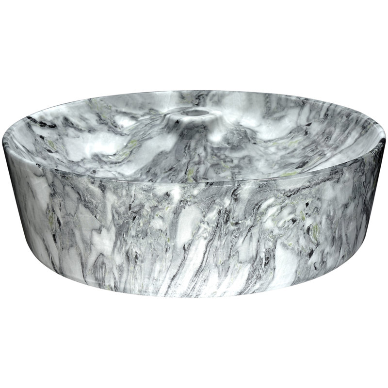ANZZI 17.7'' Vitreous China Circular Bathroom Sink, Snow