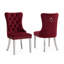 Chaise de salle à manger moderne en velours avec dossier capitonné et garniture cloutée (lot de 2)-750428820
