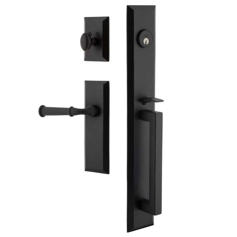 Ageless Iron Keep One-Piece Handleset with D-Grip with Keep Long Plate and Cannon Lever, Fixée à la surface, Droite