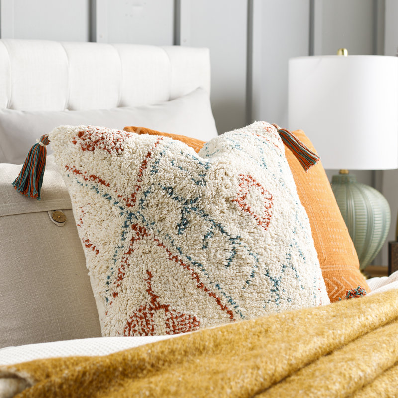 Nador 22" Square Embroidered Cotton Accent Pillow