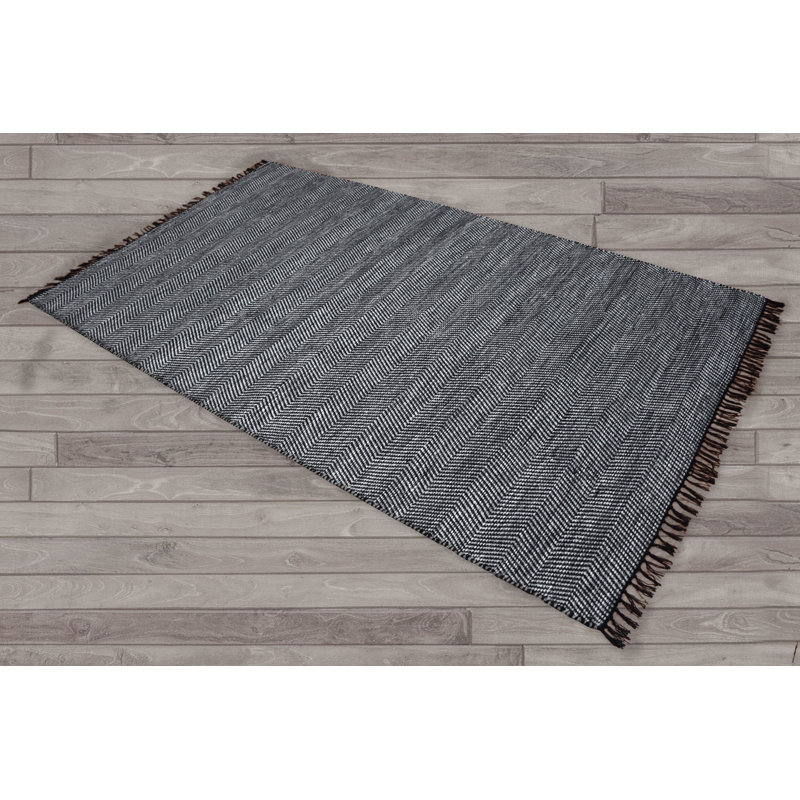 Nevitt Wool Geometric Indoor Rug, Rectangle 8'9" x 11'9", Black/Gray