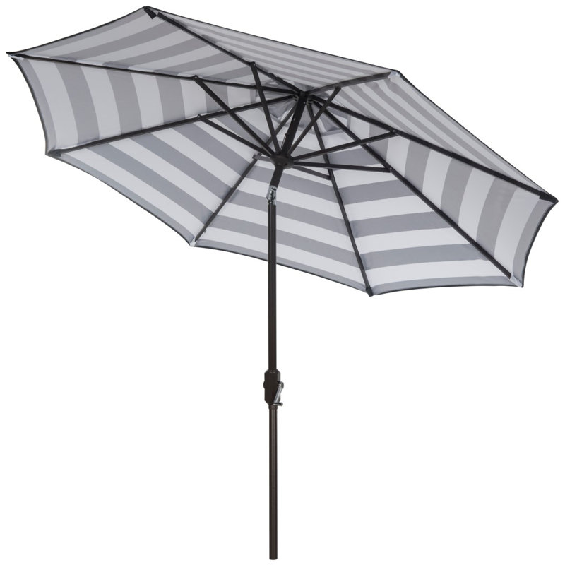Parasol de marché Horsley, Noir / blanc, Brun