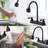 Matte Black 2-Handle RV Kitchen Faucet, 8" 2-Hole Camper Sink Faucet, 360° Swivel Spout & Two-Function Sprayer for Motorhome, Trailer & RV