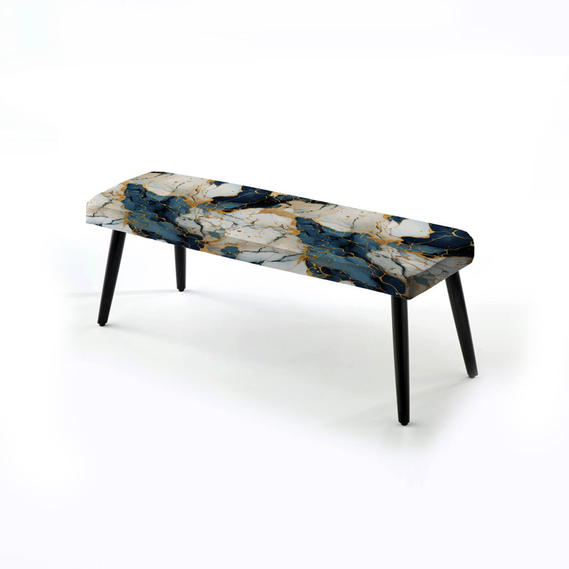 Banc rembourré noir, Gilded Gold And Teal Luxe Marble Opulence