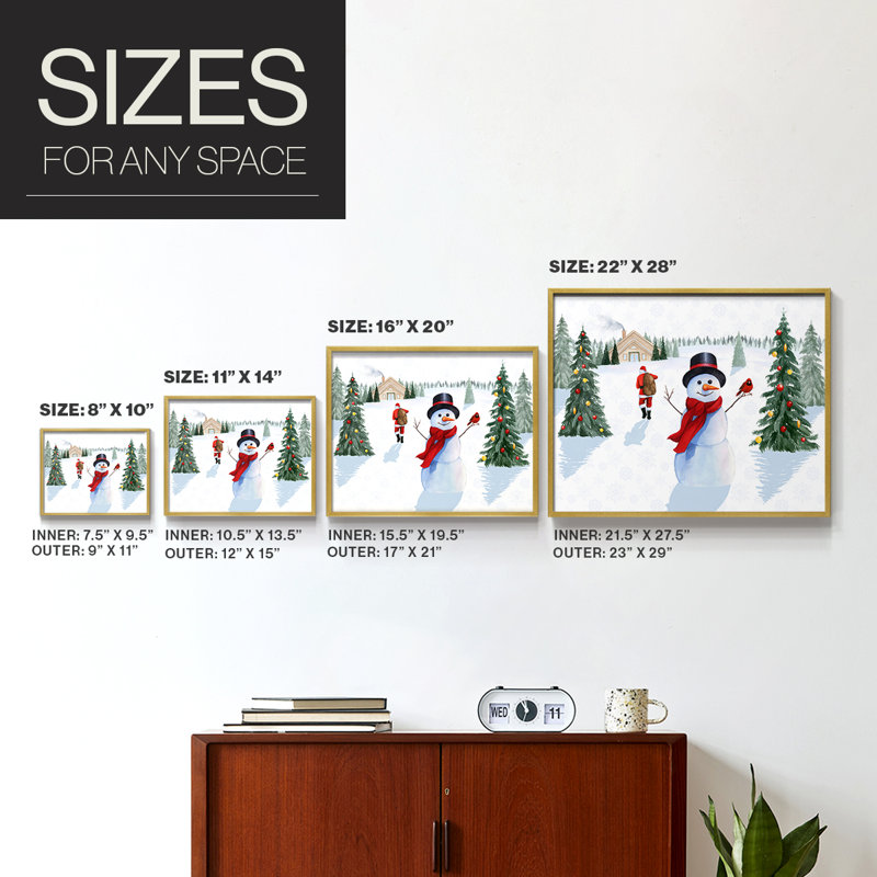 «Santa's Snowmen Collection A», reproduction encadrée - Restickable, H 11 po x l 14 po