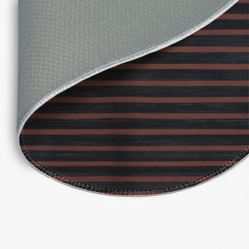 Tapis intérieur / extérieur gris HorizontalStripes, Rond 5 pi