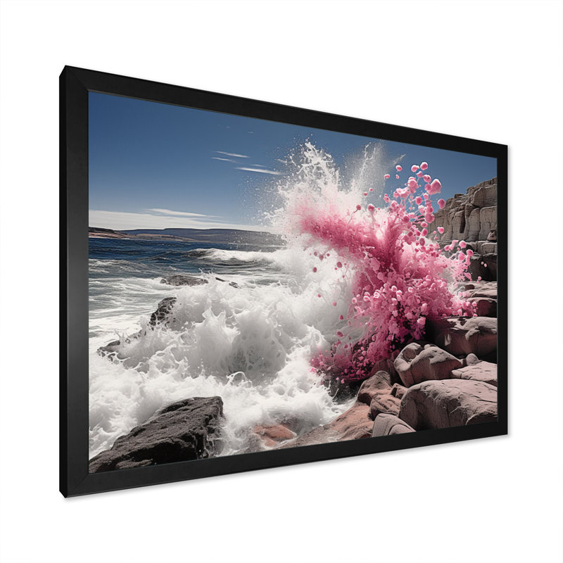 Art mural sur toile Coastal Seashore Serenade I - Paysages, H 12 po x l 20 po x P 1 po, Cadre photo noir