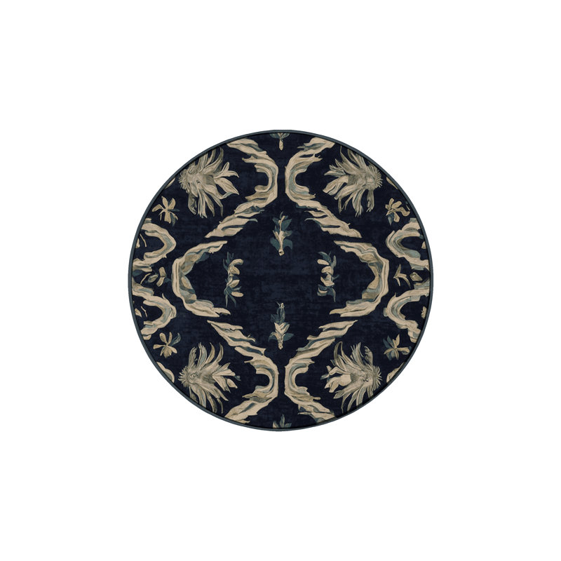 Tapis gris soyeux et moelleux, Rond 5 pi