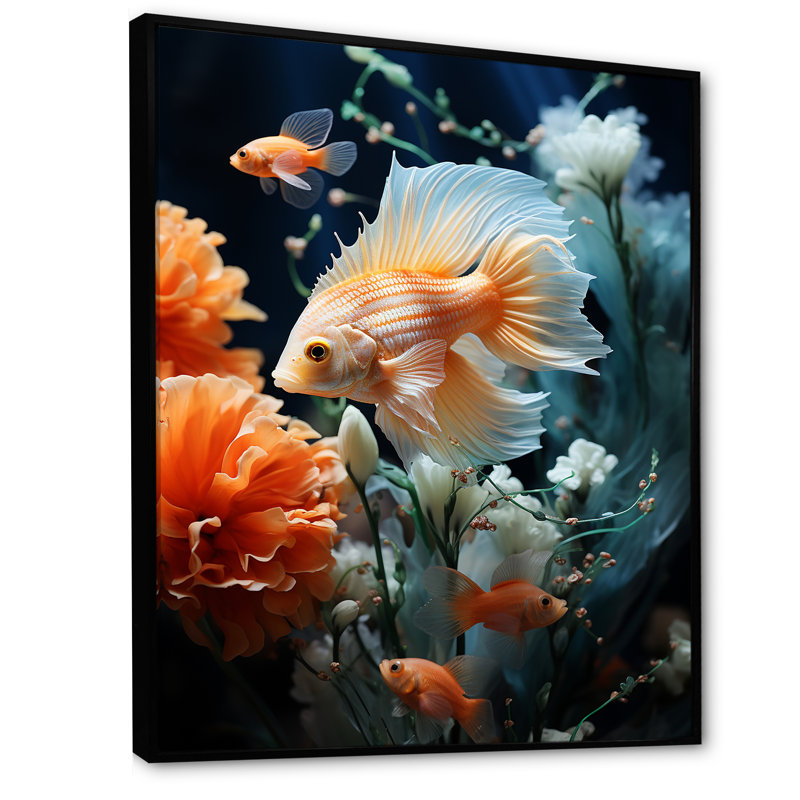 Coral Butterflyfish Aquamarine Adventure II sur impression sur toile, Cadre flottant noir, 40" H x 30" W