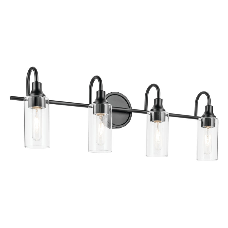 31.5" 4-Light Vanity Light with Clear Glass, Satin Black