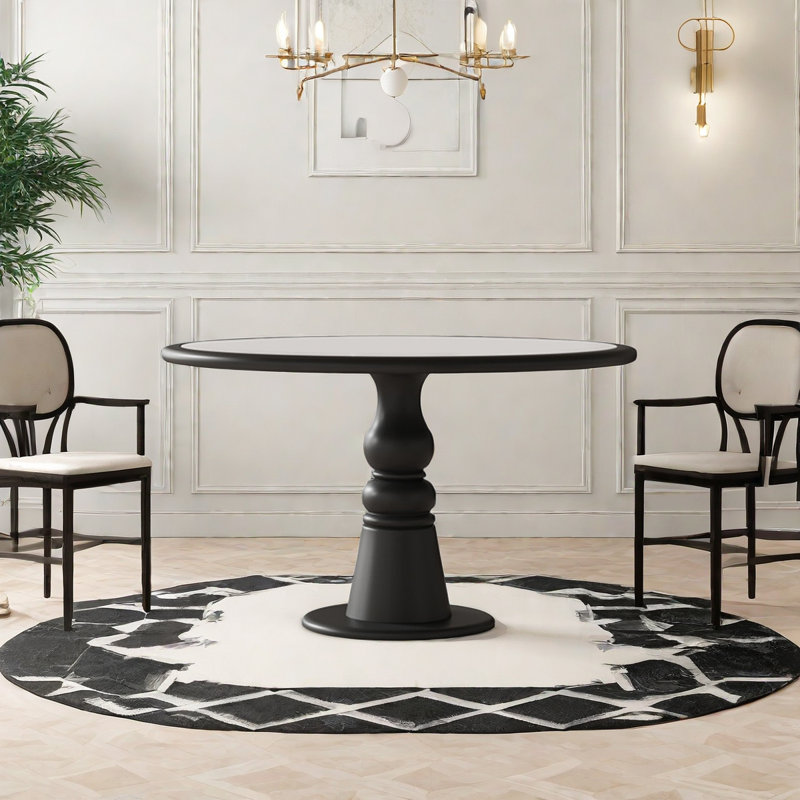 Randolh Round Solid Wood Base Dining Table, 29.5"H x 43.3"L x 43.3"W
