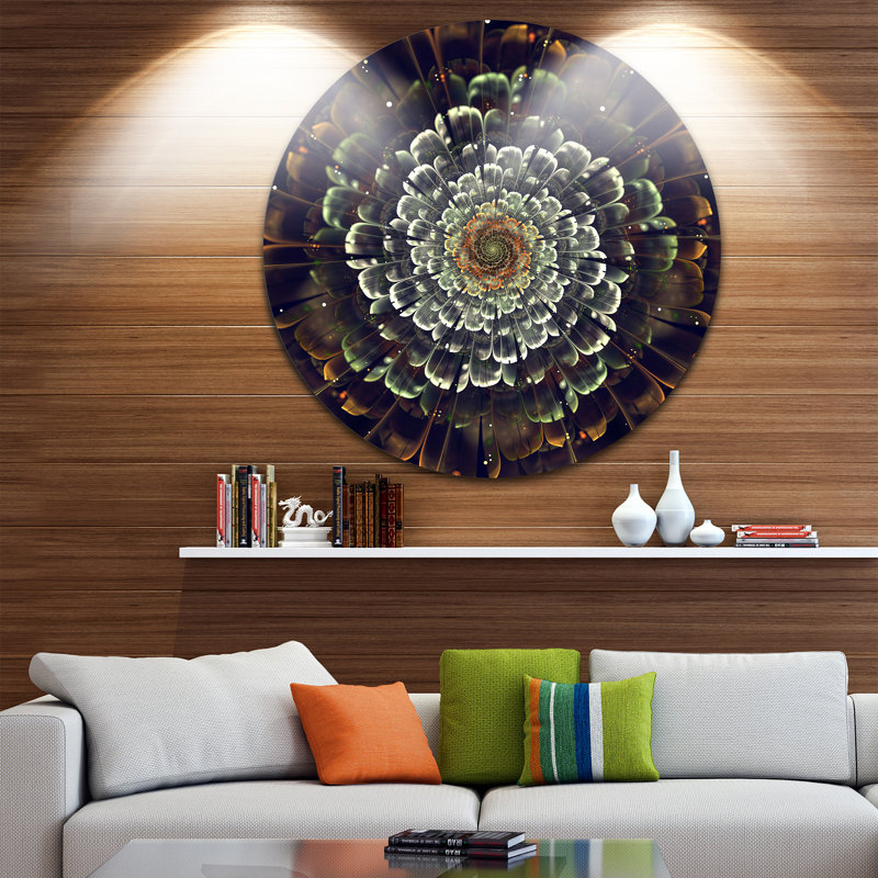 « silver metal fabric fleur », impression sur métal, H 23 po x l 23 po x P 1 po