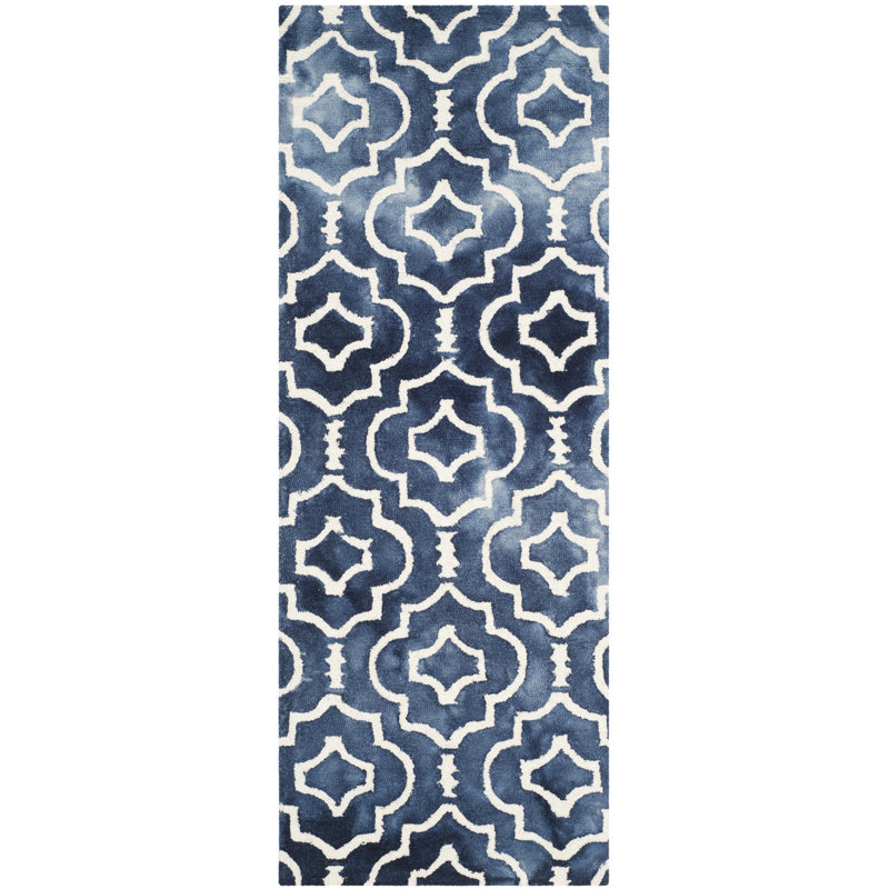 Tapis bleu touffeté à la main Berman, Tapis de couloir 2 pi 3 po x 8 pi