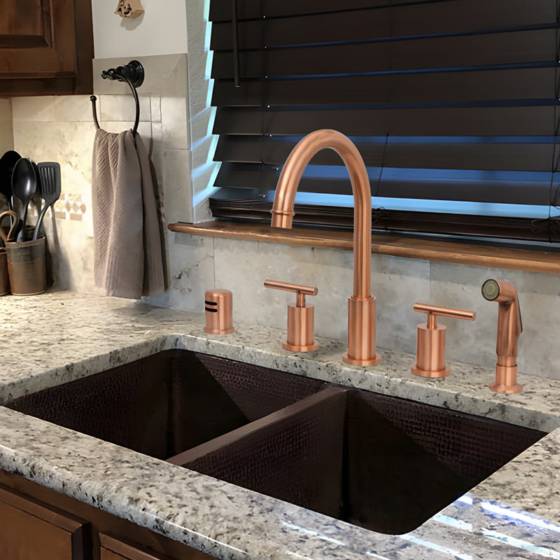 Double Handle Kitchen Faucet With Side Spray