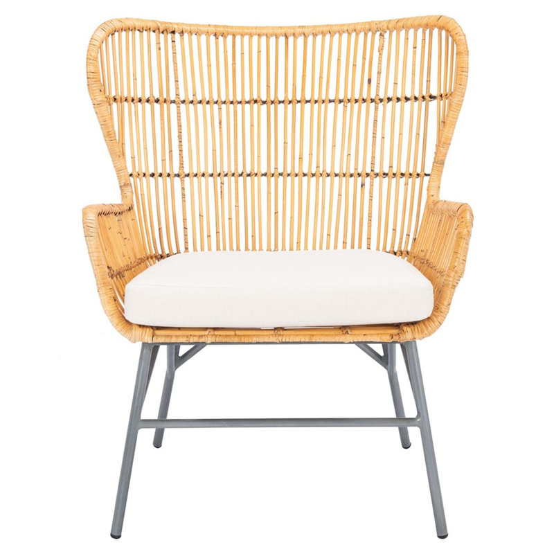 Chaise d'appoint en rotin avec coussin Millwood, Naturel