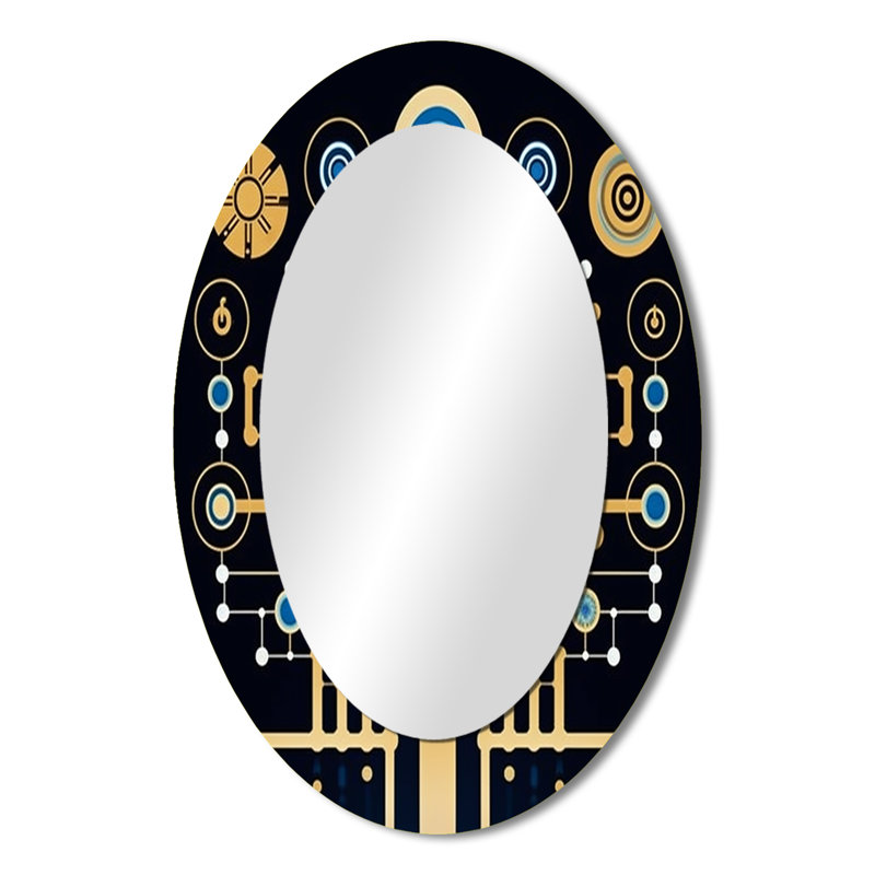 Future Geometry Awakening Of Awareness III - Modern Oval Wall Mirror, 36" x 24"
