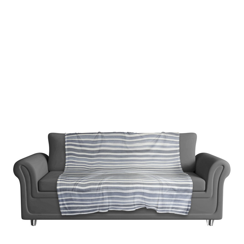 Hand Woven Throw Blanket, Blue/White