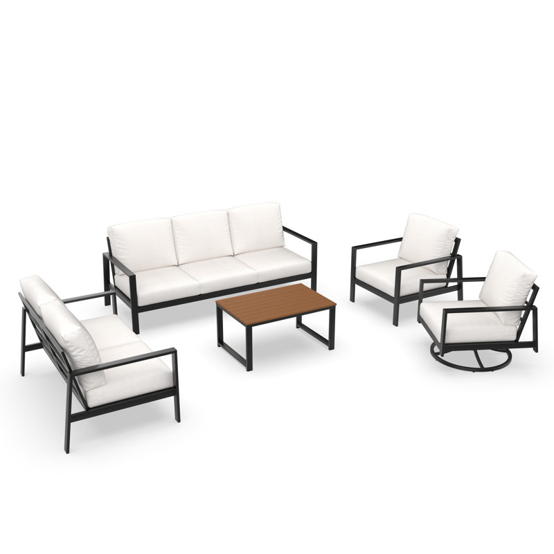 Townsend Sofa Seating Group with Sunbrella® Cushions, Sunbrella Canvas Natural, Mahogany