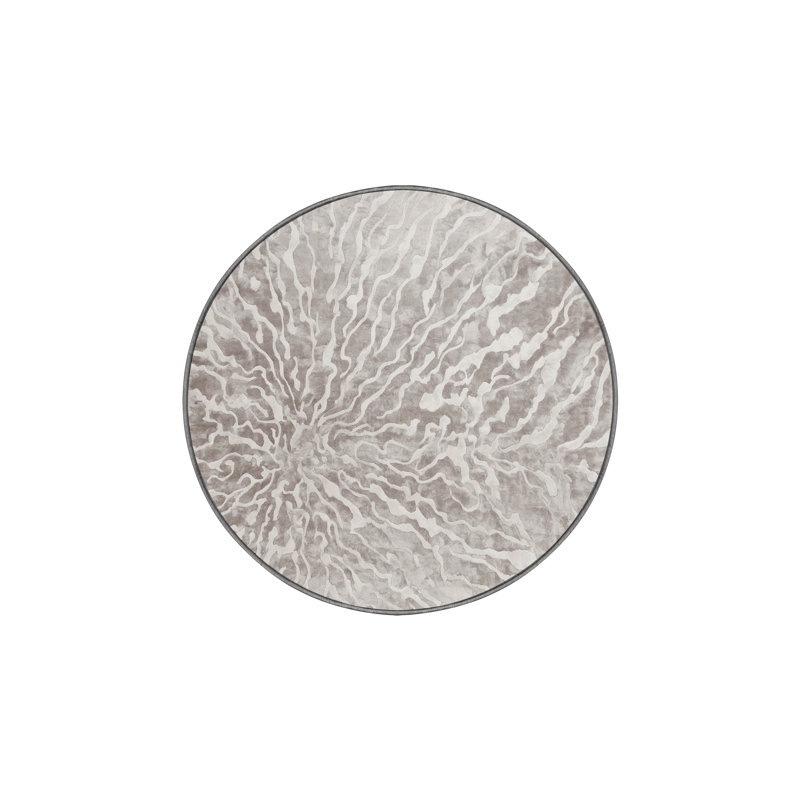 Machine Washable Gray Area Rug, Round 7'