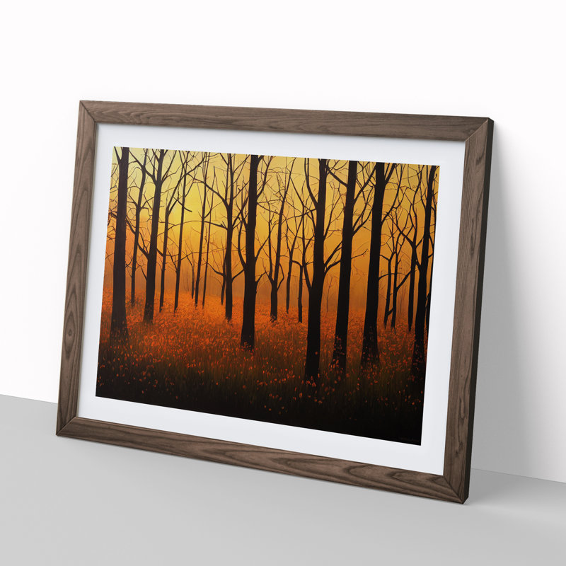 Striking Forest Sunset Vol.1 - Framed Print, 25cm H x 34cm W x 2cm D, Walnut