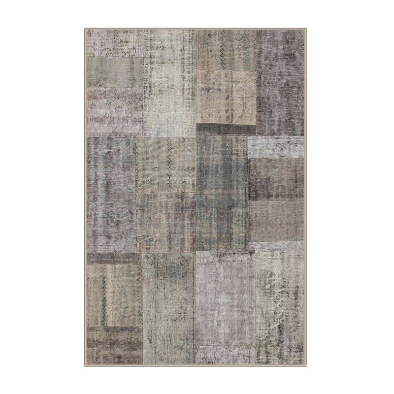 Tapis gris/brun zone contemporaine, Rectangle 5 pi x 7 pi